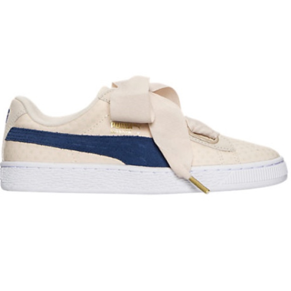 Puma Basket Heart Denim Oatmeal Twilight Blue Women’s Shoes - Picture 16 of 17